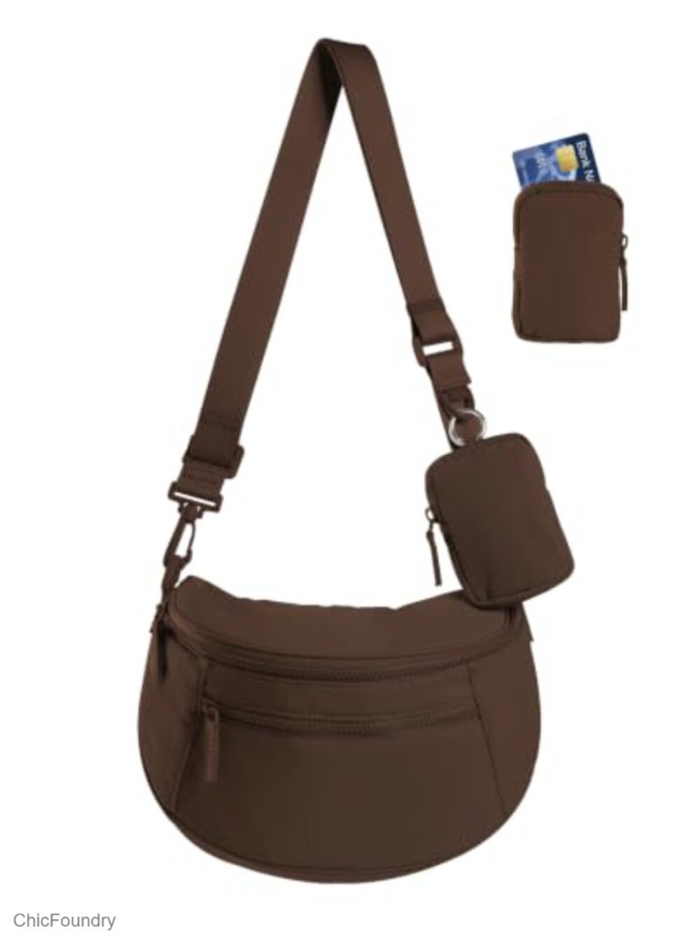 Puff Quilted Nylon Crossbody Bum Bag with RFID Blocking Mini Pouch, Adjustable